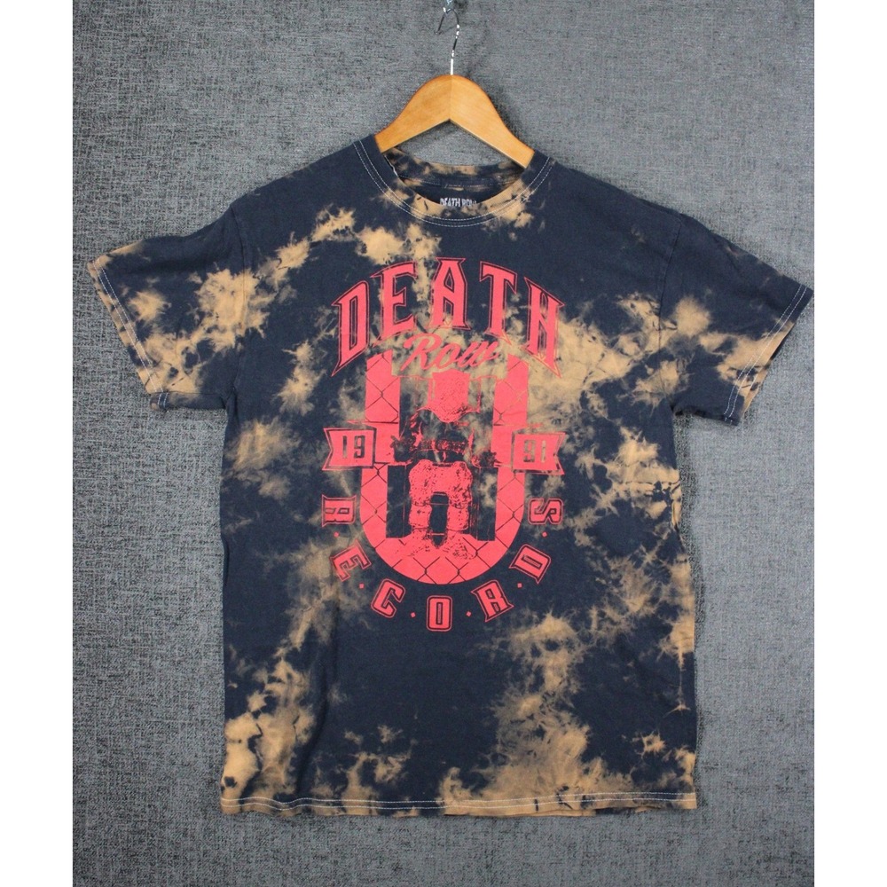 Death Row Records Acid Wash Tie Dye Graphic T-Shirt Navy Red Mens 1X - Picture 2 of 10